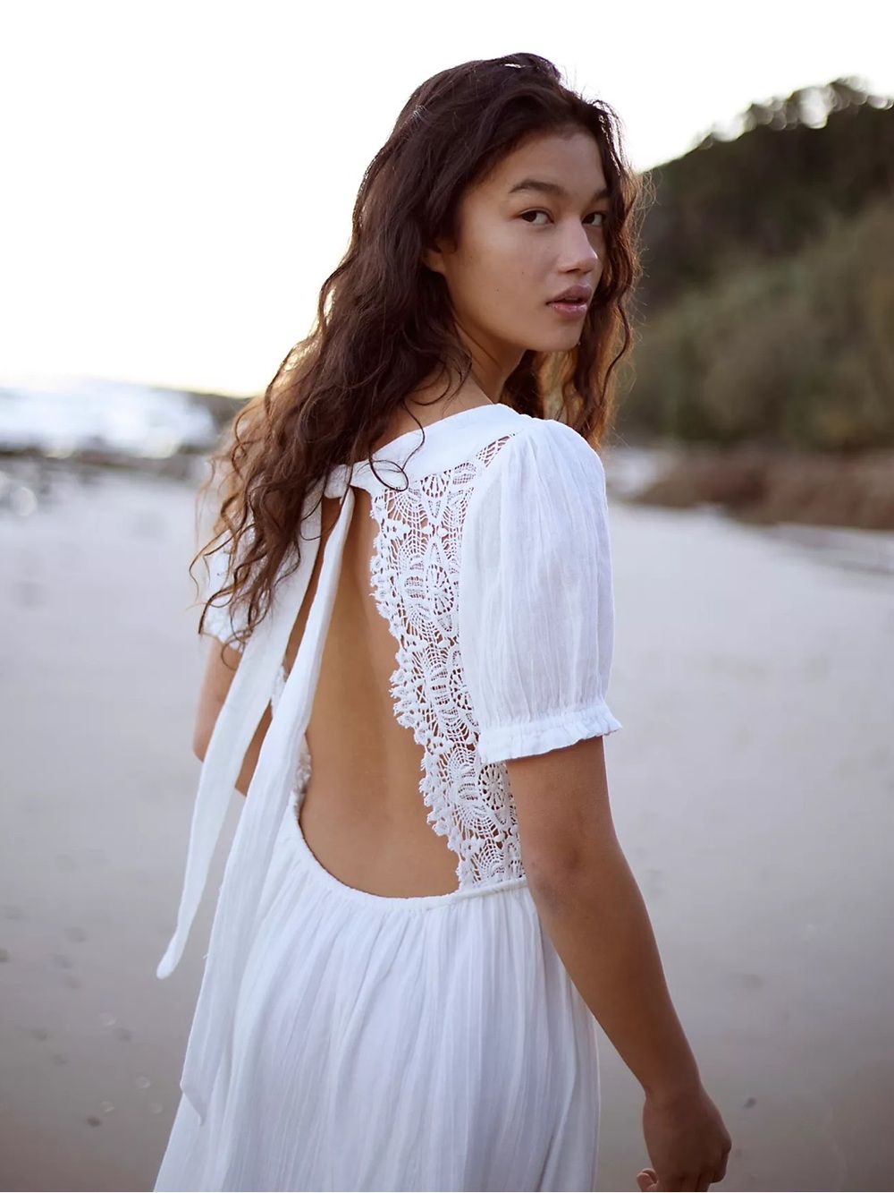 Free People All You Need Is Lace Midi Dress Size XL White Lace-Trim Cottagecore - Picture 3 of 13
